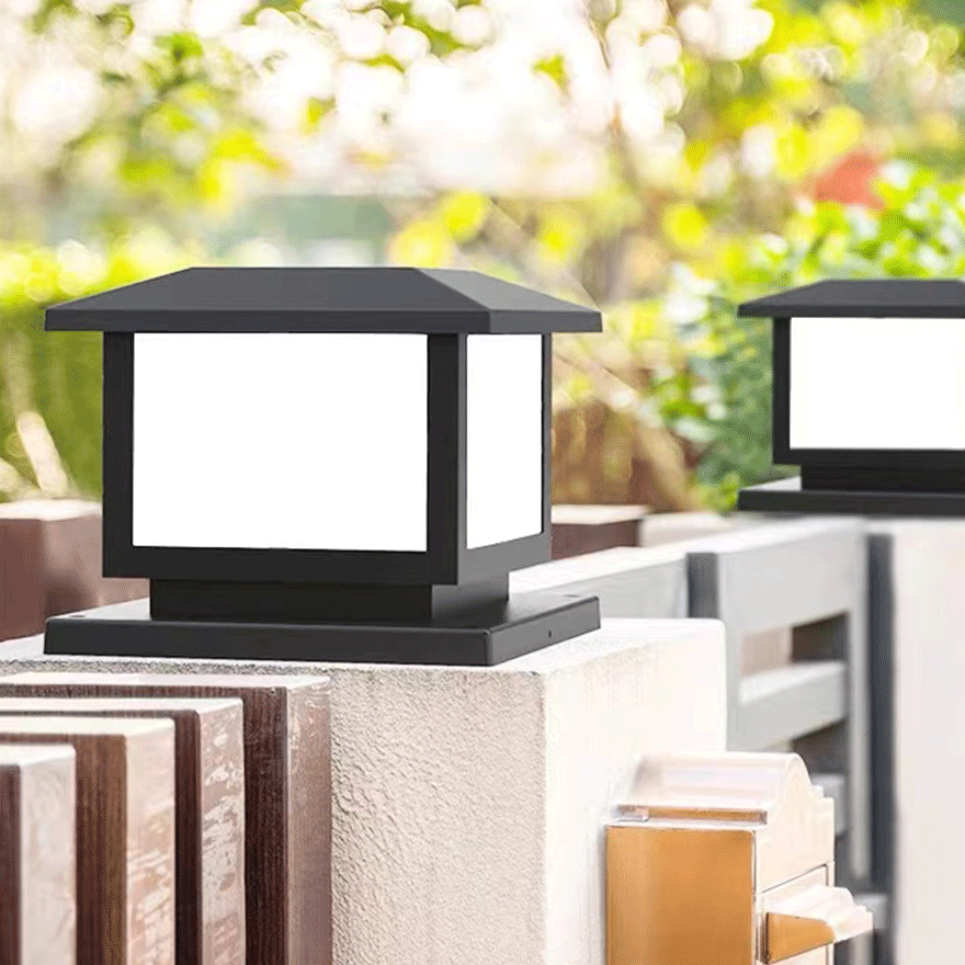 Modern Metal Rectangular Courtyard Outdoor Pathway Light, Black/Bronze