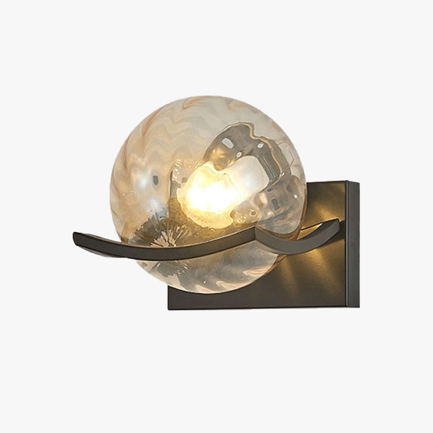 Designer Metal And Glass Globular Bathroom Wall Lamp, Black