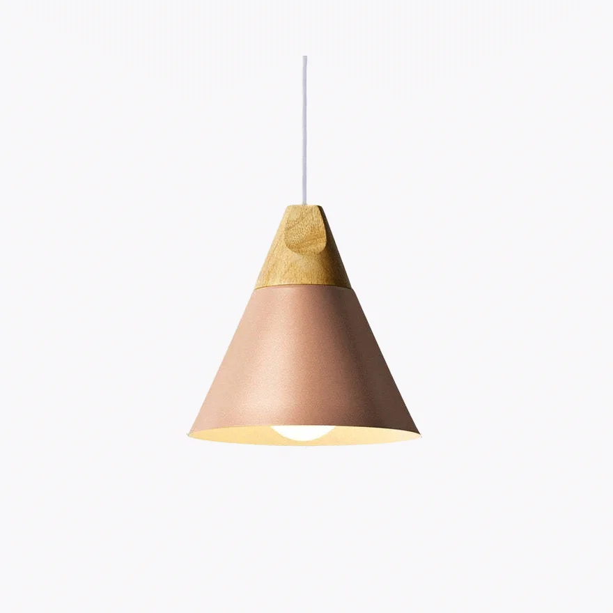 Morandi Metal And Wooden Geometric Kitchen Pendant Light, 6 Color