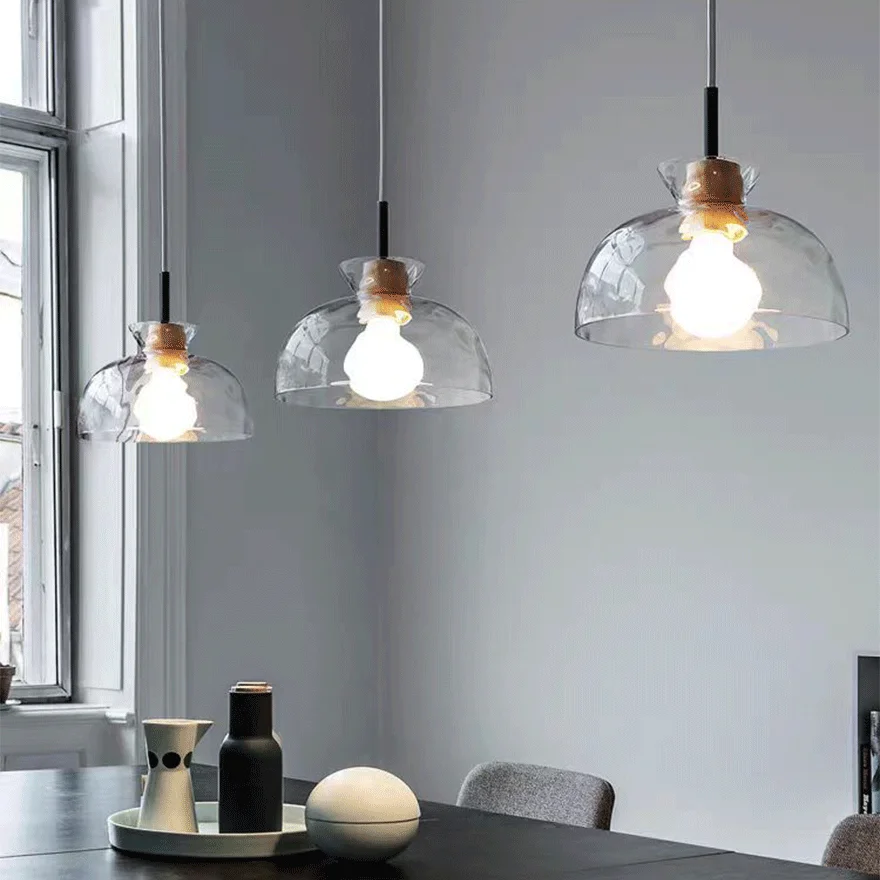 Nordic Glass Geometric Kitchen Pendant Light, Clear