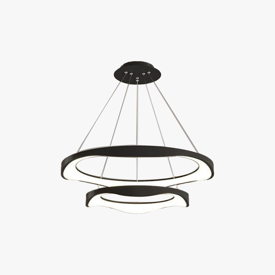 Modern Metal And Acrylic Ring Dining Room Pendant Light, Beige/White