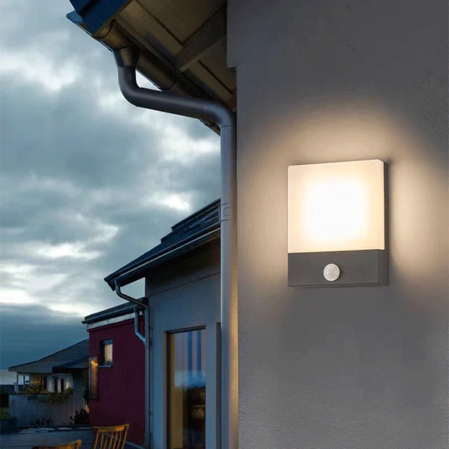 Modern Metal And Acrylic Square Outdoor Wall Lamp, Black-White