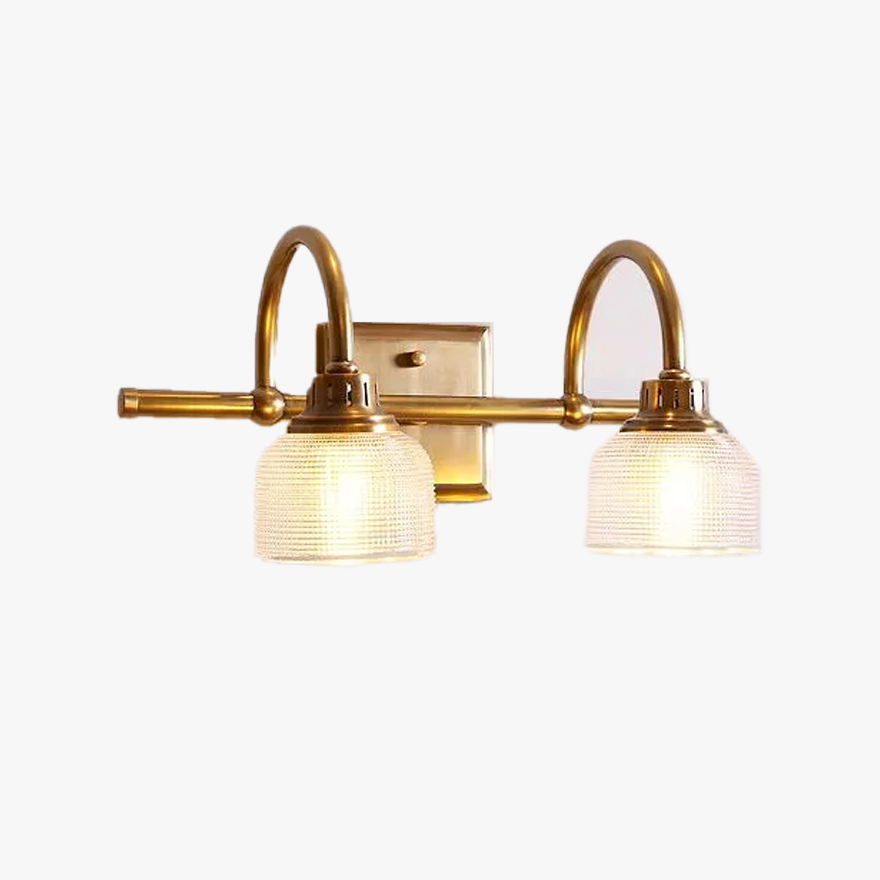 Retro  Metal And Glass Bowled Bedroom Wall Lamp, Brass