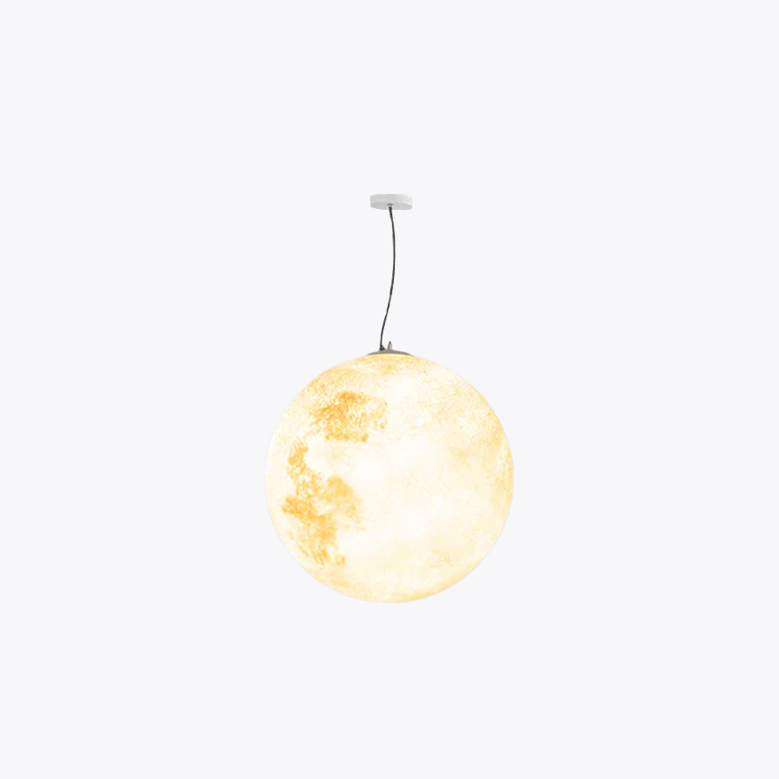 Art Deco Metal And Resin Moon Garden Pendant Light, Yellow