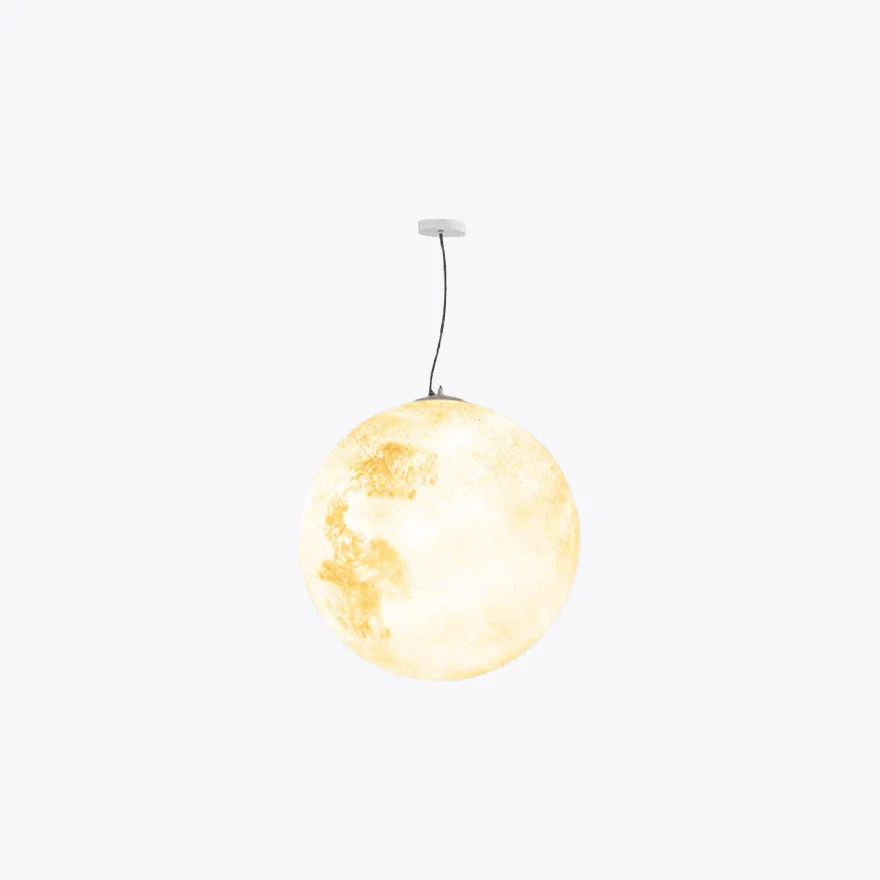 Art Deco Metal And Resin Moon Garden Pendant Light, Yellow