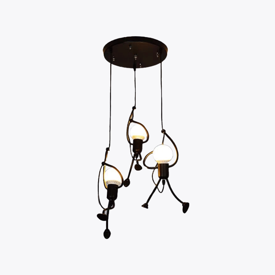 Modern Metal Round Dining Room Pendant Light, Black/Gold, Trichromatic Light