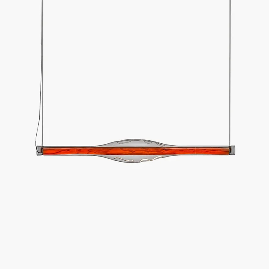 Designer Metal And Acrylic Linear Dining Room Pendant Light, Brown/Red