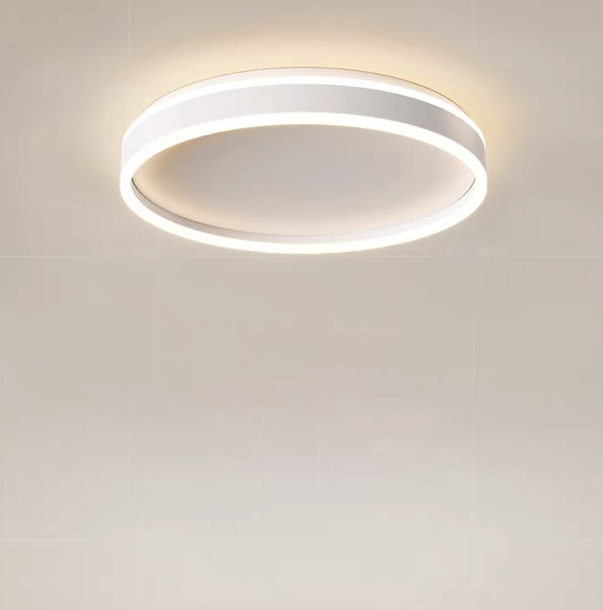 Minimalist Metal And Acrylic Annular Children's Room Ceiling Light, Black/White, Trichromatic Light