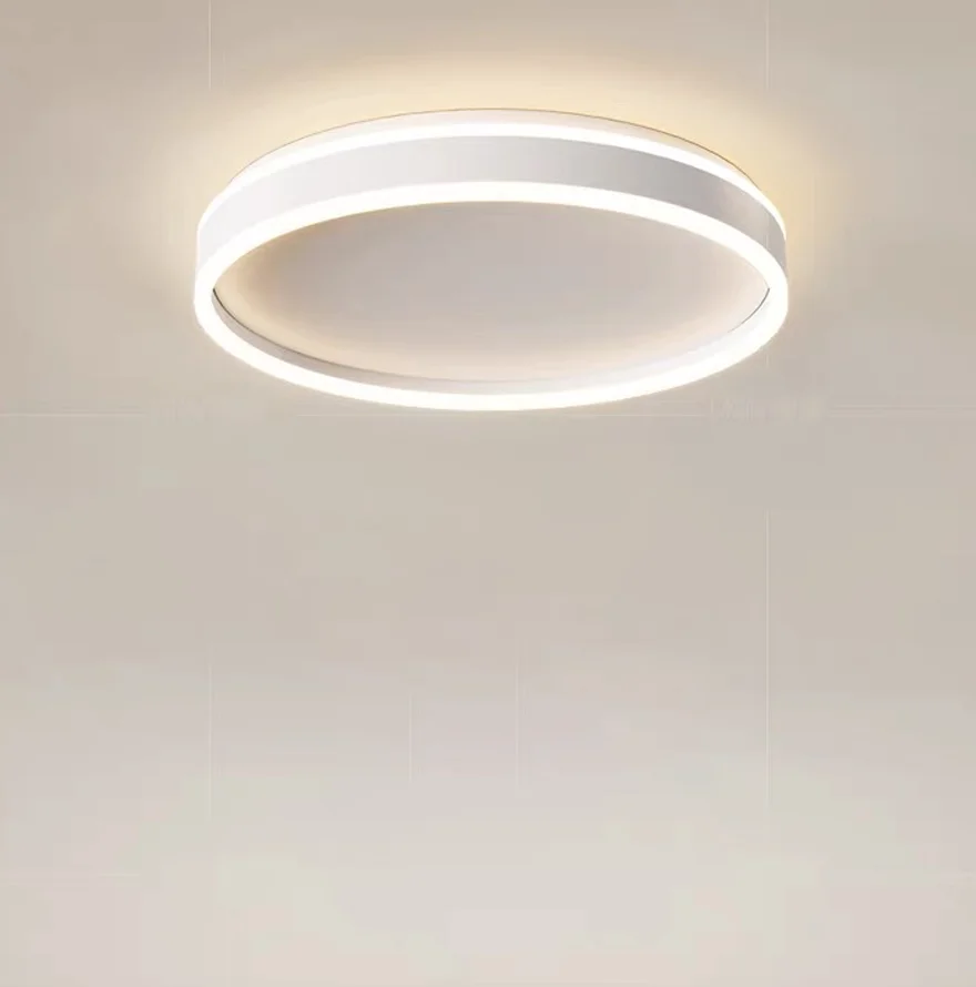 Minimalist Metal And Acrylic Annular Children's Room Ceiling Light, Black/White, Trichromatic Light