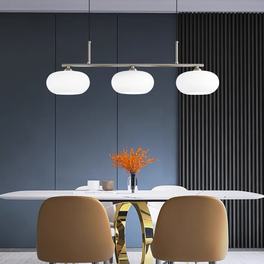 Modern Metal And Glass Drum Dining Room Pendant Light, Gold/Silver