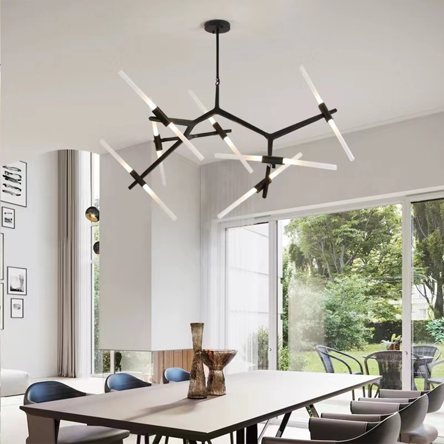 Designer Metal And Glass Dendritic Study Room Pendant Light, Black/Gold