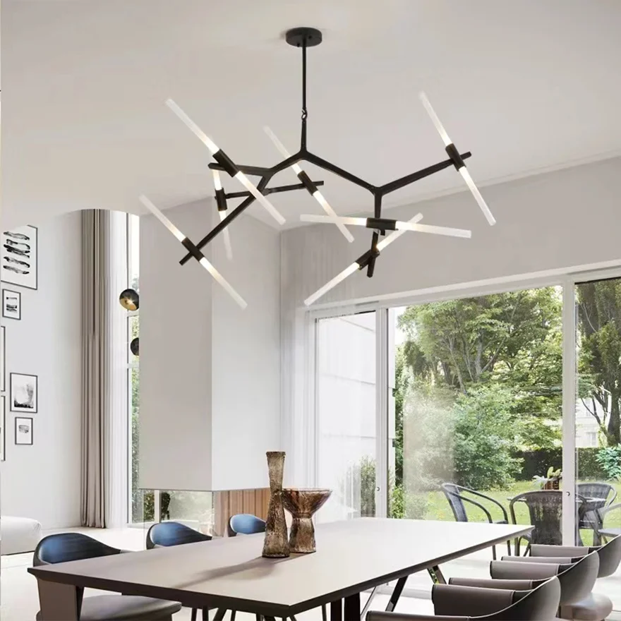 Designer Metal And Glass Dendritic Study Room Pendant Light, Black/Gold