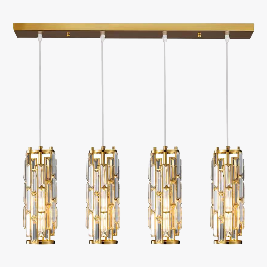 Designer Crystal Cluster Dining Room Pendant Light, Black/Gold