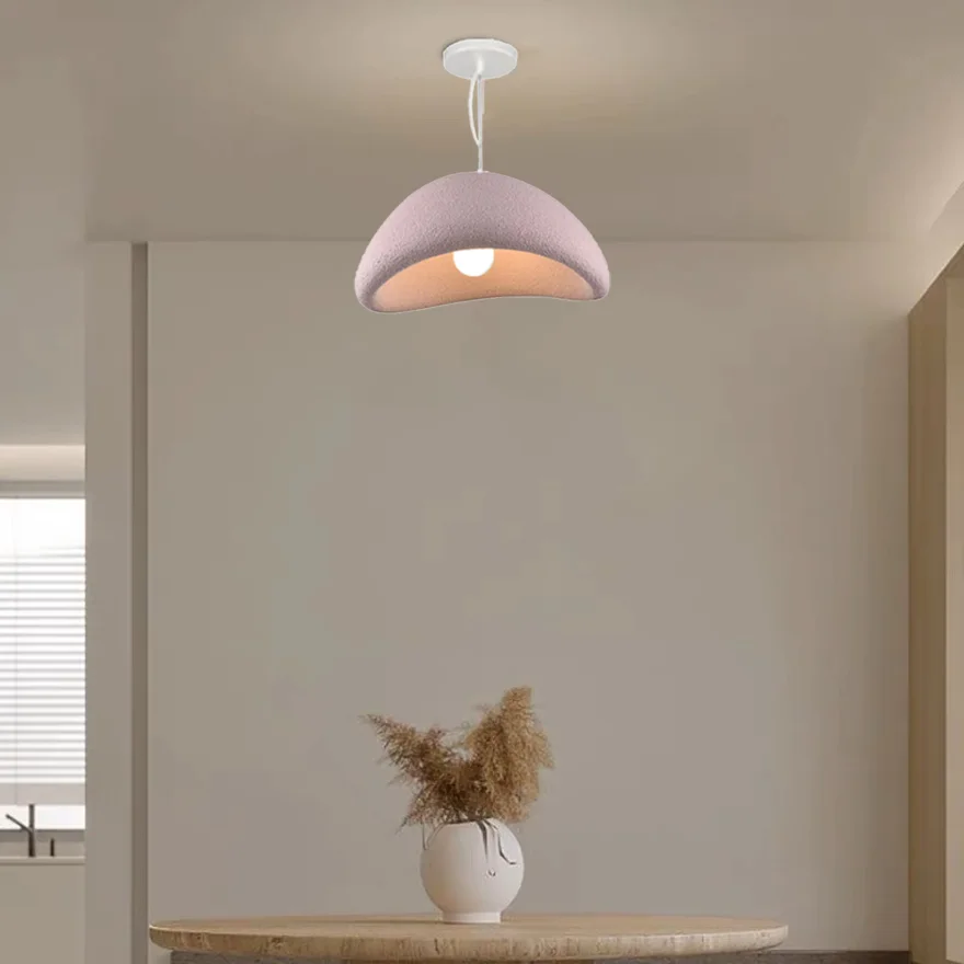 Art Deco Metal Bread Shape Dining Room Pendant Light, Pink