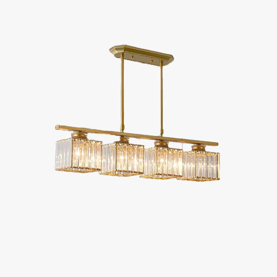 Modern Metal And Crystal Geometric Dining Room Pendant Light, Black/Gold