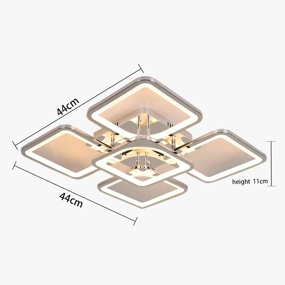 Nordic Metal And Glass Geometric Dining Room Chandelier Ceiling Light, Chrome