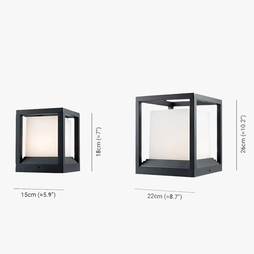 Minimalist Metal Square Garden Outdoor Lamp, Black