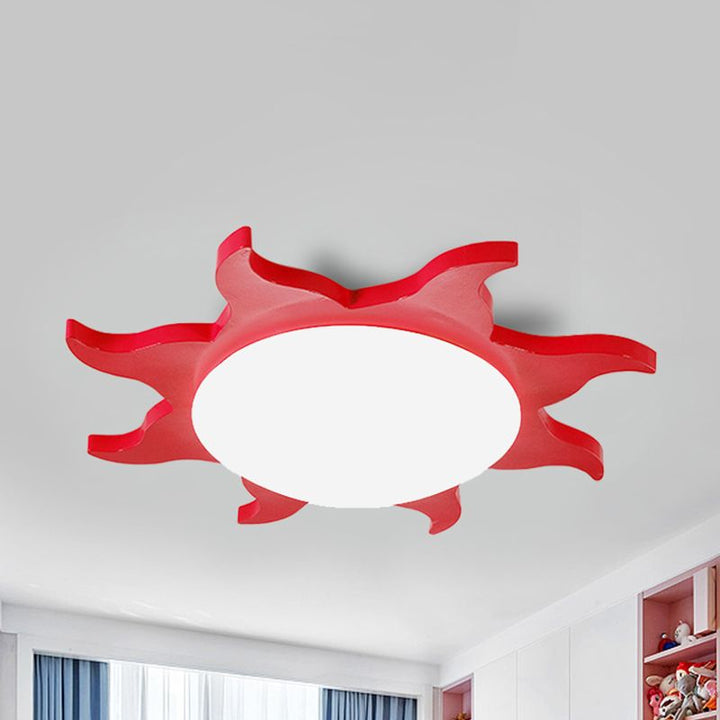 Art Deco Acrylic Sun Shaped Bedroom Ceiling Light, Blue/Green/Red/Yellow