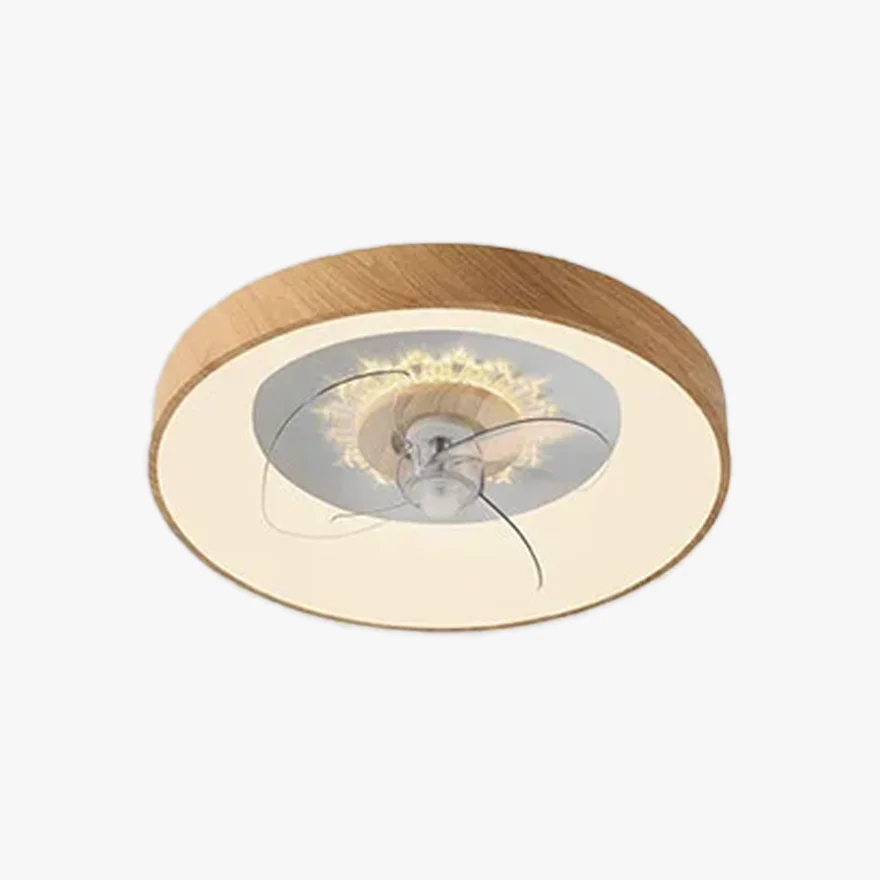 Modern Wooden And Metal Round Living Room Ceiling Fan, White