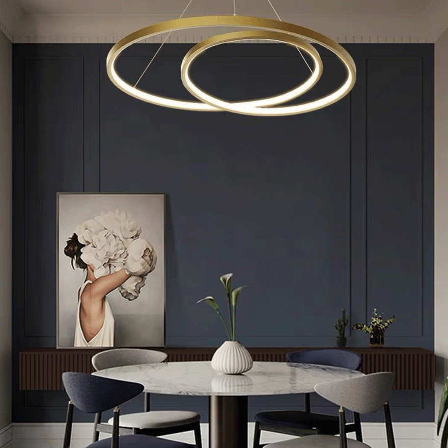 Unusual Copper And Acrylic Curved Circle Living Room Pendant Light, Black/Gold