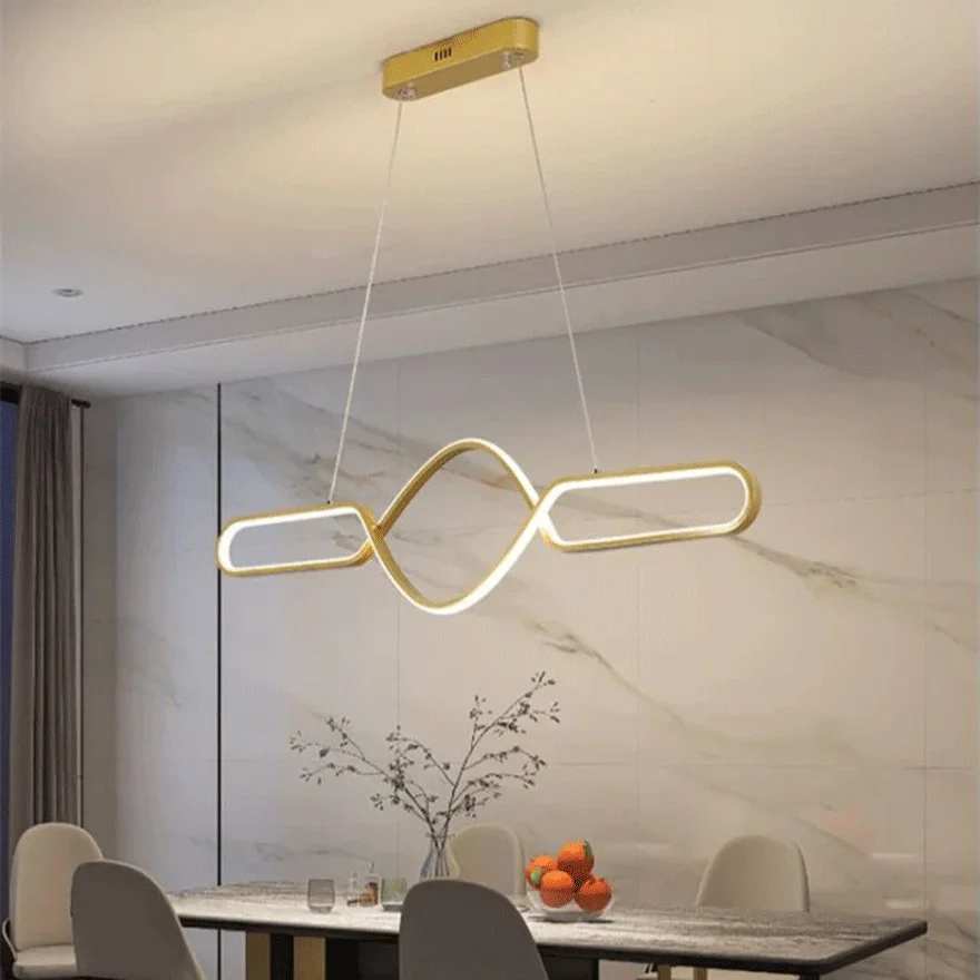 Minimalist Metal Cross Linear Dining Room Pendant Light With Dimmer, Black/Gold