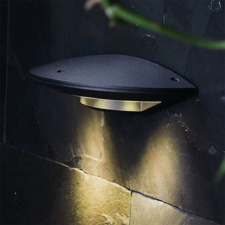 Modern Metal And Acrylic Saucer-Shaped Outdoor Wall Lamp, Black