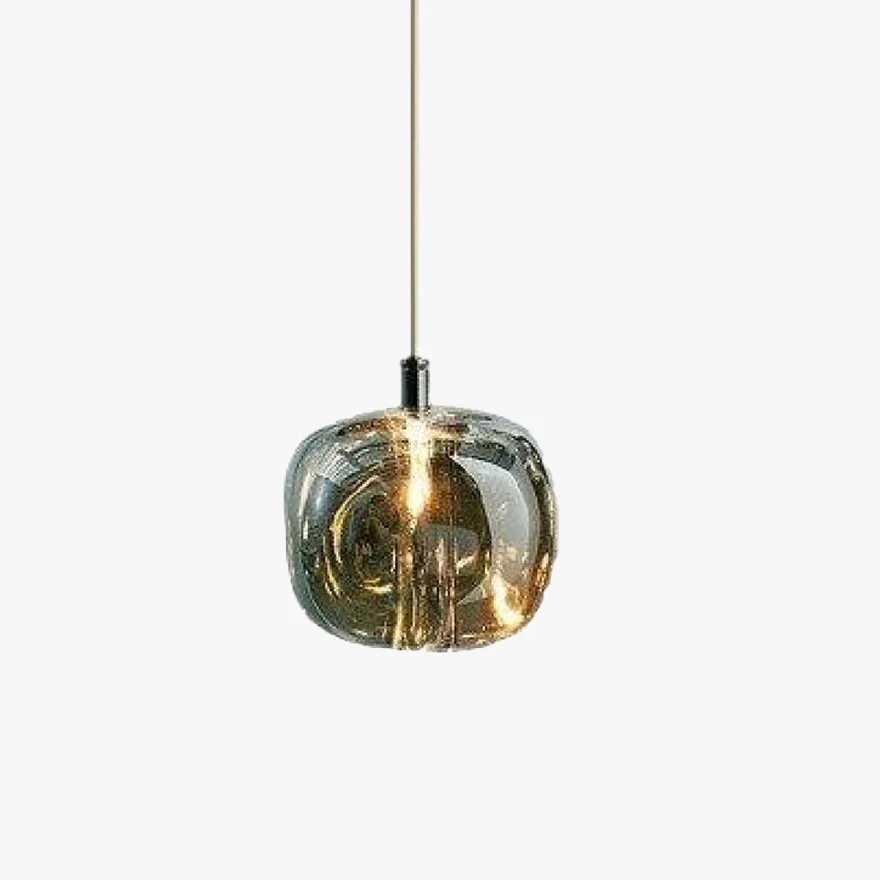 Modern Metal And Glass Geometric Bedroom Pendant Light, Amber