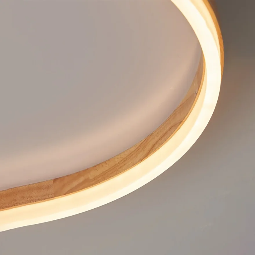 Modern Wooden And Acrylic Ring Study Room Ceiling Light, Log Color