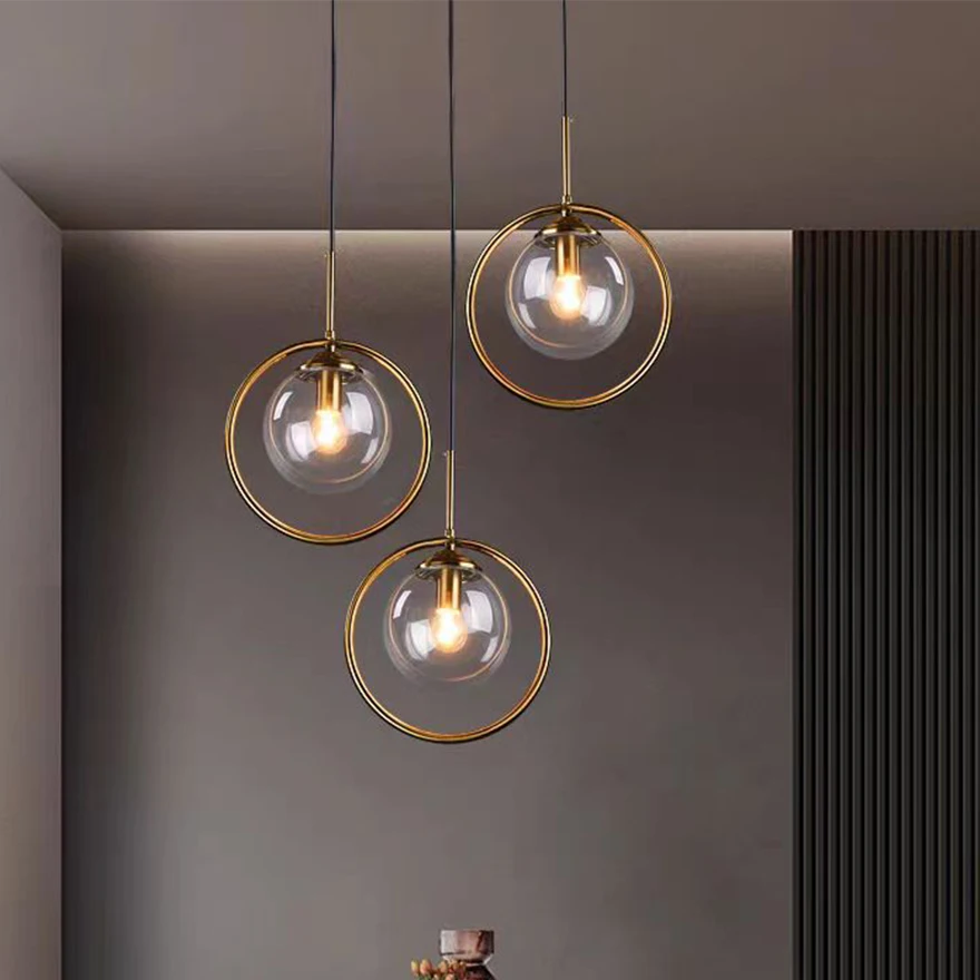 Modern Metal And Glass Bubble Dinning Room Pendant Light, Cognac/Grey/Clear