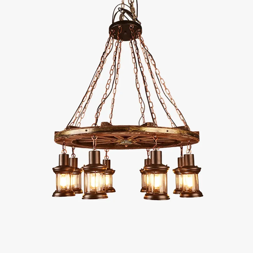 Retro Metal And Wooden Rudder Dining Room Pendant Light, Burlywood