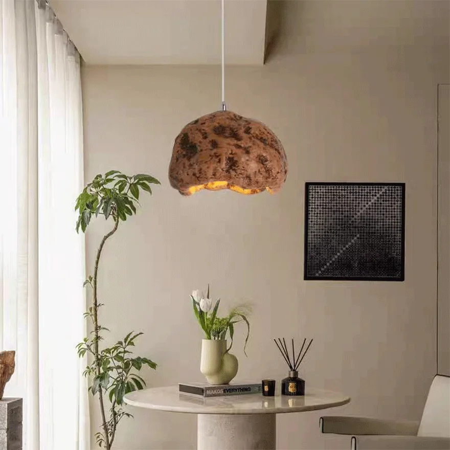 Unusual Acrylic And Resin Irregular Shape Living Room Pendant Light, Brass/Grey/Walnut