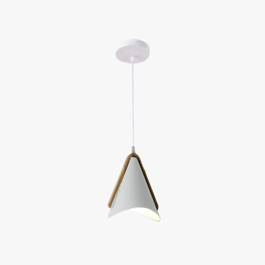 Morandi Metal And Wooden Conical Dining Room Pendant Light, Black/Green/Pink/White/Yellow