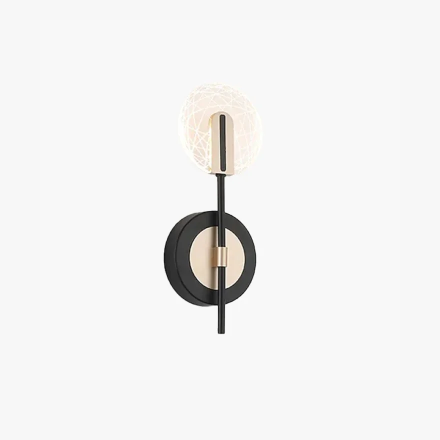 Modern Metal Round Study Room Wall Lamp, Black