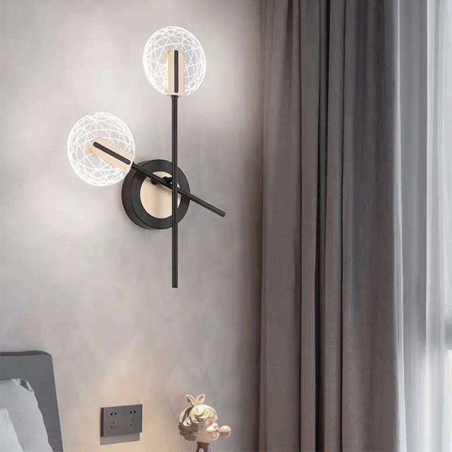 Modern Metal Round Study Room Wall Lamp, Black