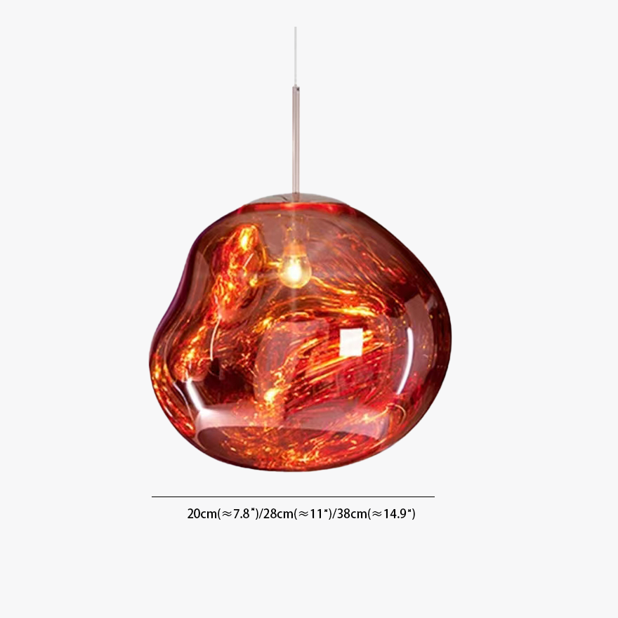 Art Deco Metal And Acrylic Rocky Bedroom Pendant Light, Gold/Red/Silver/Smoke Grey