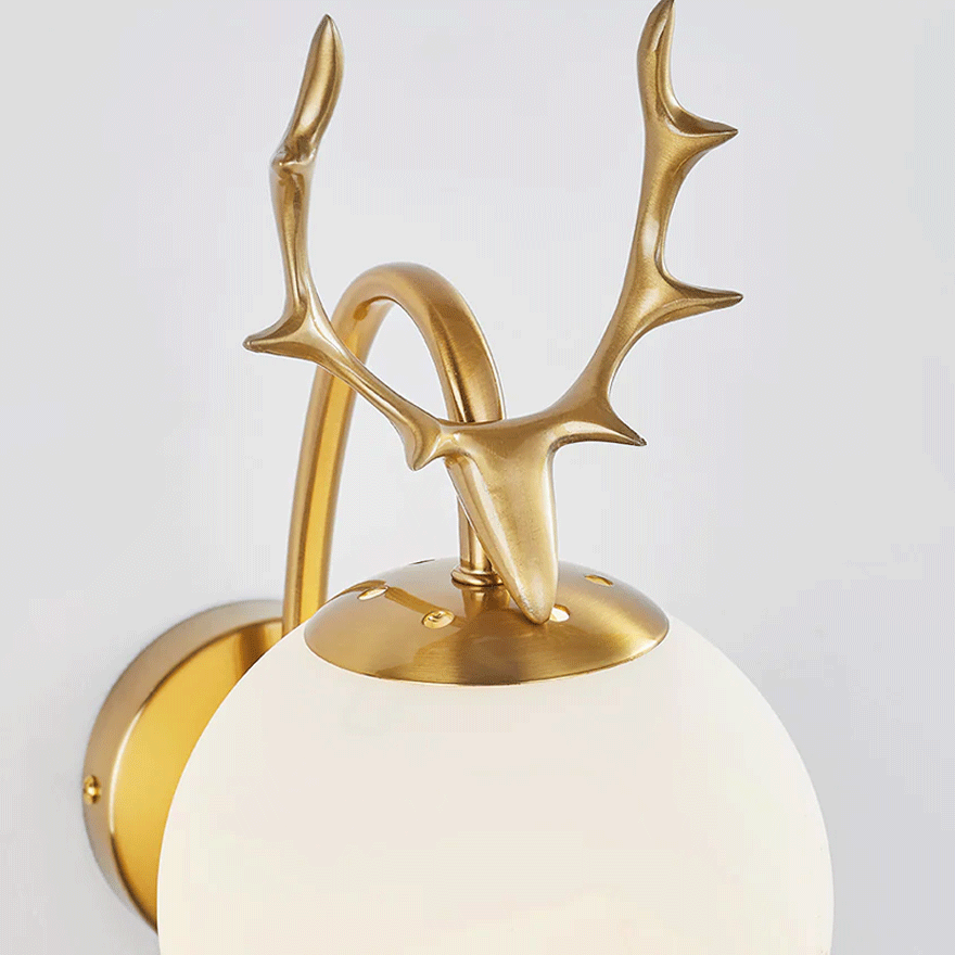 Modern Metal And Glass Deer Dining Room Wall Lamp, Black/Gold