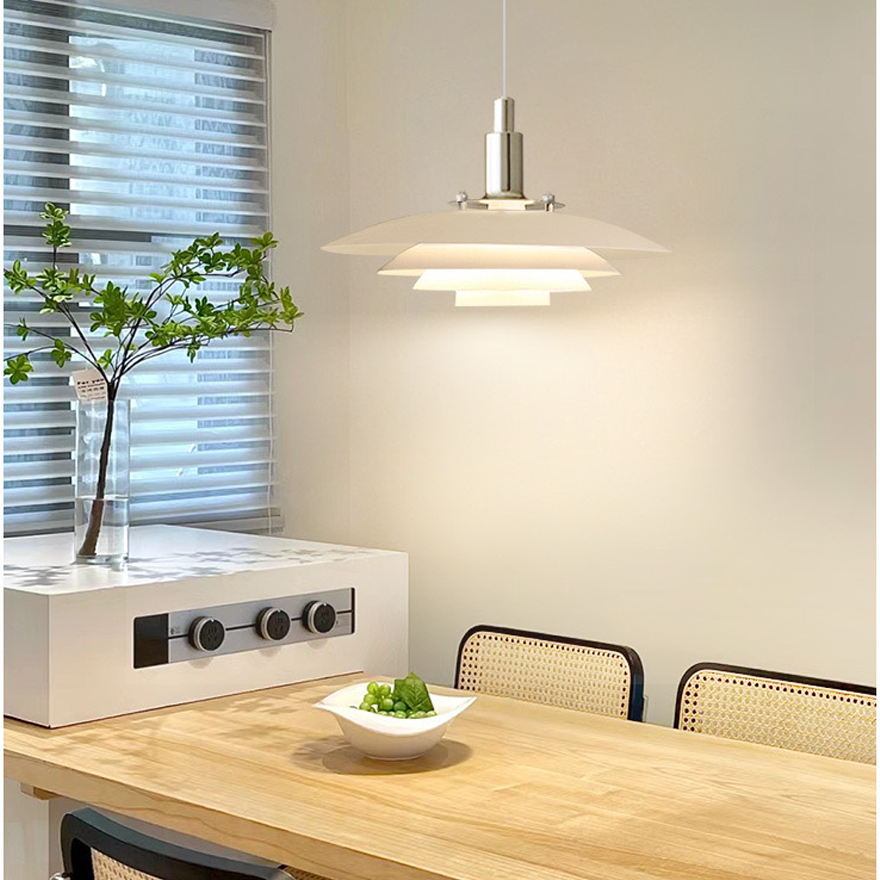 Modern Metal Frisbee Kitchen Pendant Light, White