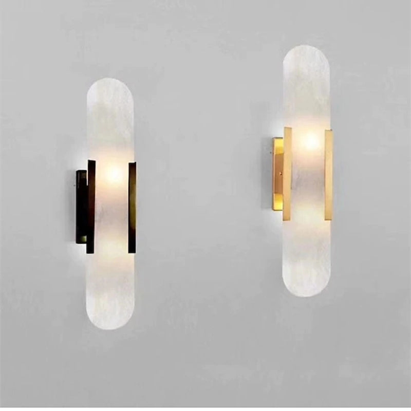 Modern Marble Elliptical Living Room Wall Lamp, Black/Gold