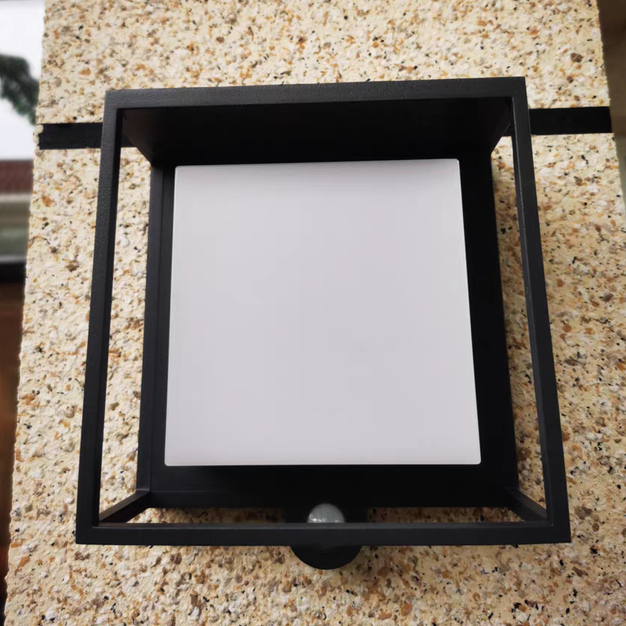 Modern Acrylic Rectangular Outdoor Wall Lamp, Black