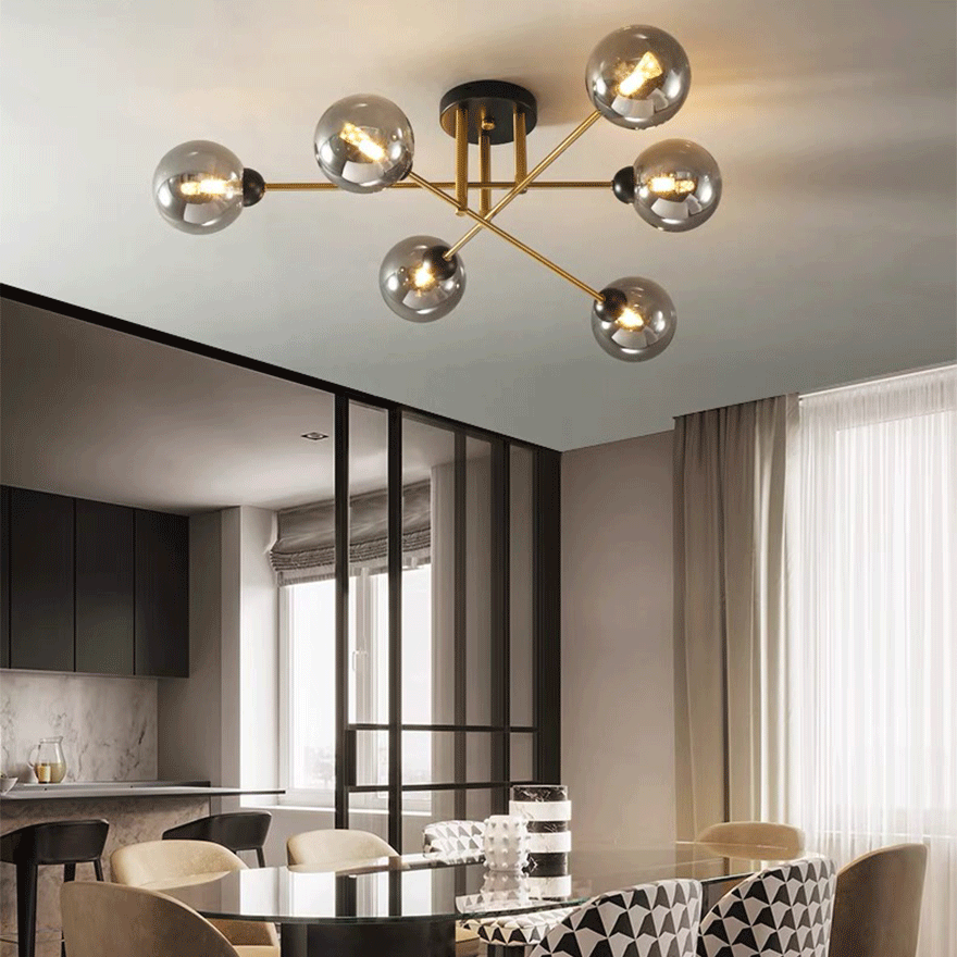 Nordic Metal And Glass Bubble Living Room Chandelier Pendant Light, 6 Color