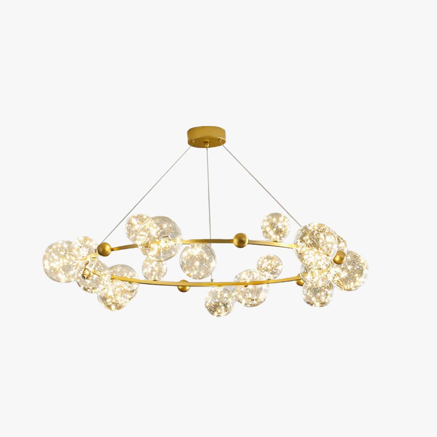 Modern Metal And Glass Bubble Living Room Pendant Light, Black/Gold