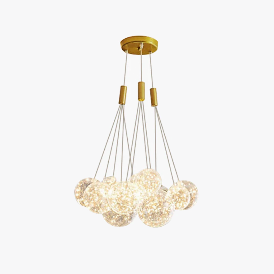 Designer Metal And Glass Bubble Dining Room Ceiling Light, Gold