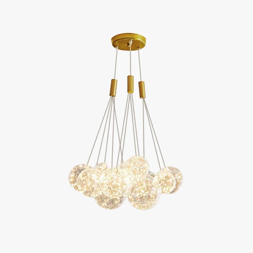 Designer Metal And Glass Bubble Dining Room Ceiling Light, Gold