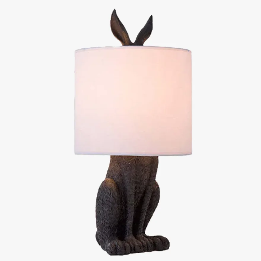 Rabbit Table Lamp hite Resin Nightstand Light for Study Room Office