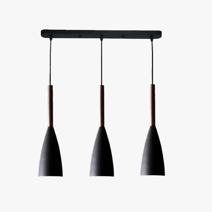 Nordic Metal And Wood Conical Kitchen Pendant Light, Black/White/Gray/Mix