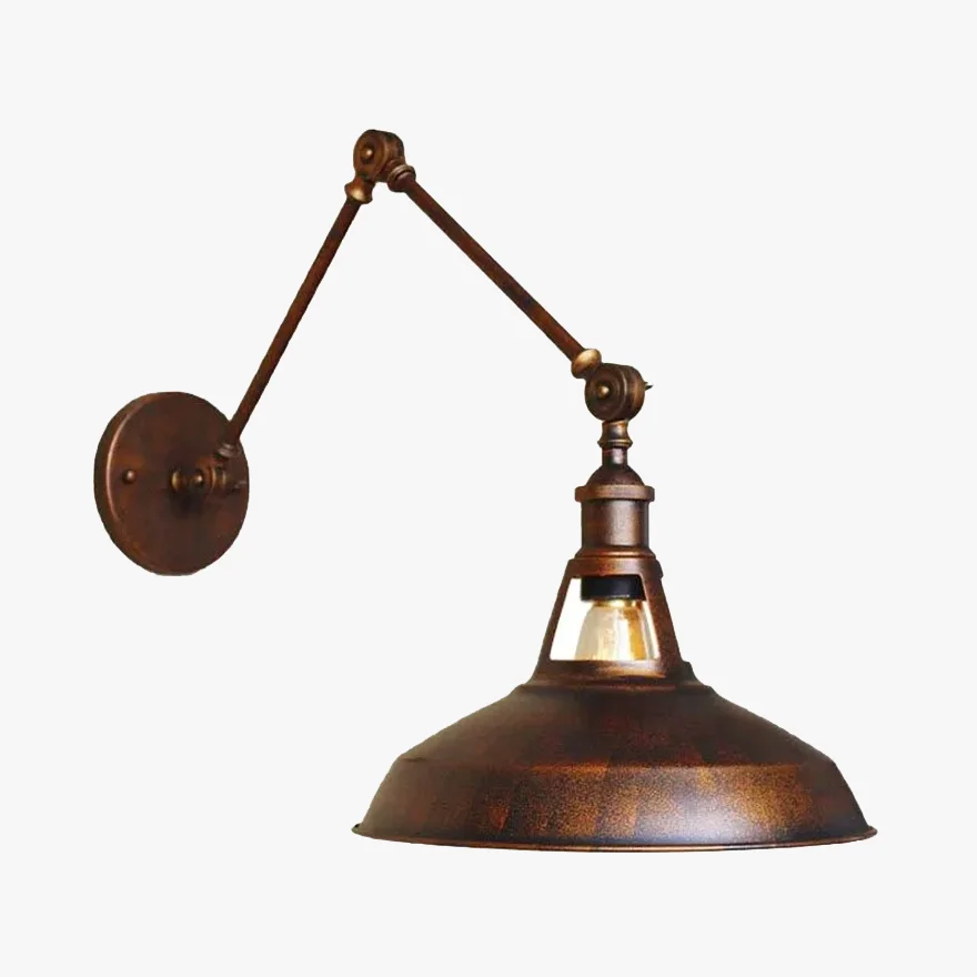 Industrial Metal Bowled Living Room Wall Lamp, Black/Rust