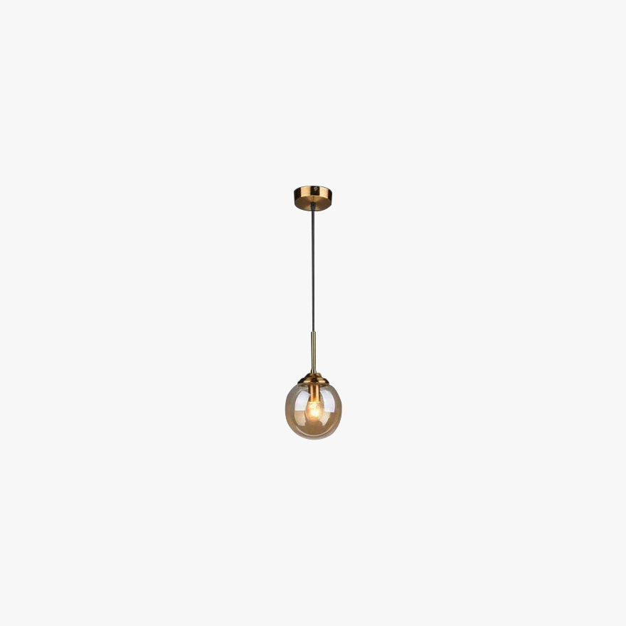 Modern Metal And Glass Bubble Bedroom Pendant Light, Amber/Clear/Smoke Gray