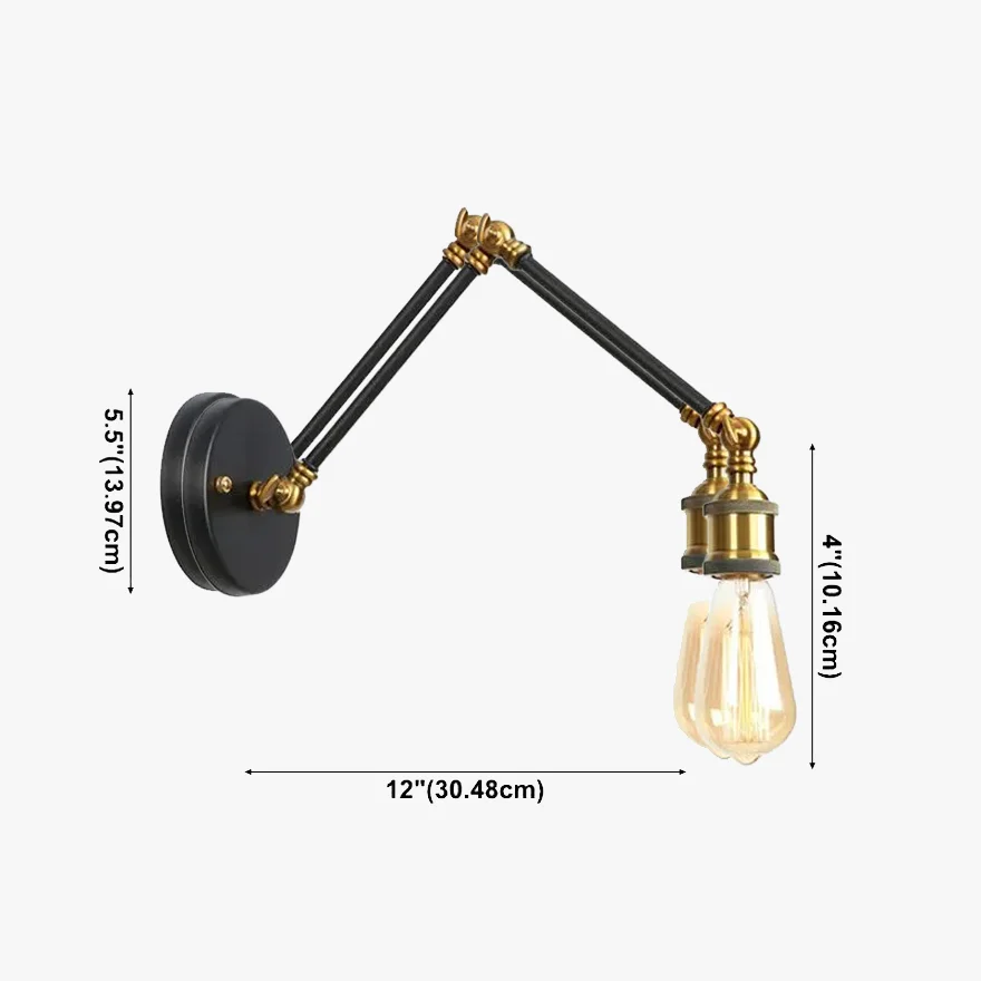 Unusual Metal Linear And Adjustable Passage Wall Lamp, Black/Bronze/Chrome/Rust