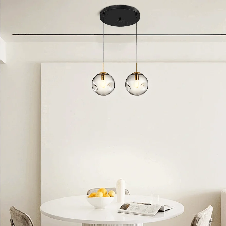 Modern Metal And Glass Bubble Study Room Pendant Light, Amber/Smoke Grey