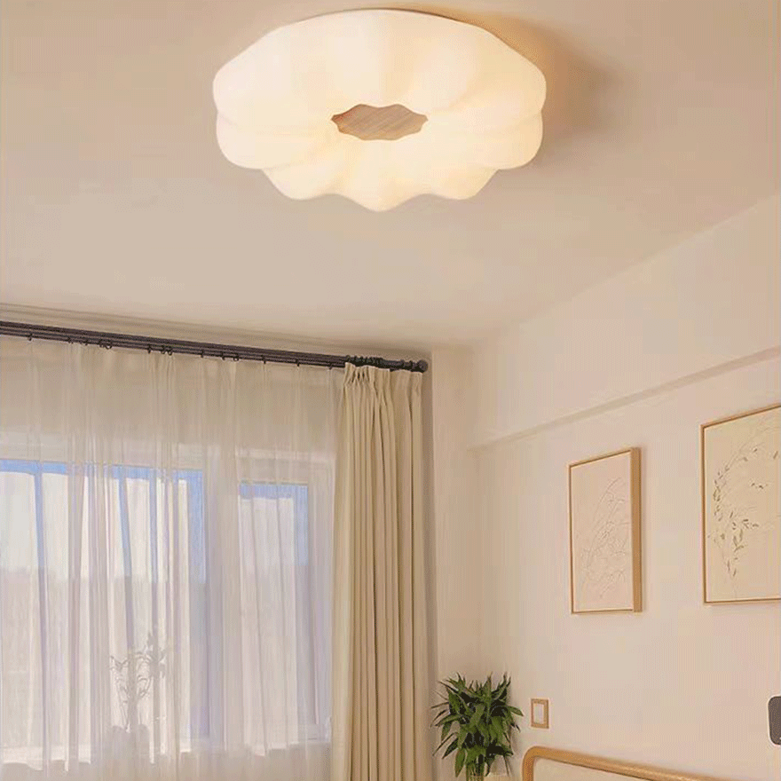 Designer Wooden And Acrylic Cloudy Living Room Ceiling Light, White